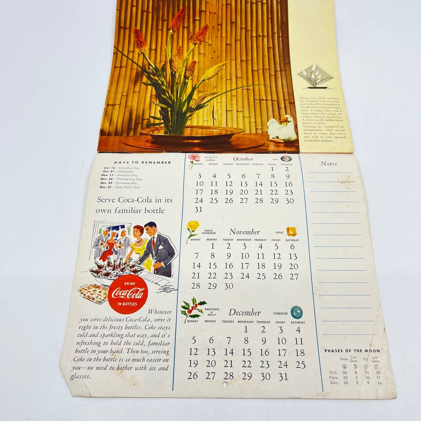1954 Coca Cola Coke Calendar Santa Claus Cover D8