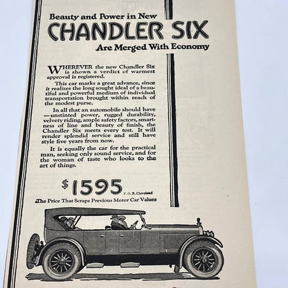 c1920 Chandler Six Motor Car Automobile Ad Cleveland OH AA8