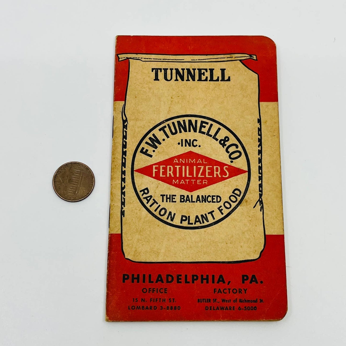 1948 F.W. Tunnell & Co. Fertilizers Pocket Notebook Philadelphia, PA SC2