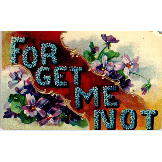 1911 Victorian Postcard Forget Me Not Embossed Floral SE4
