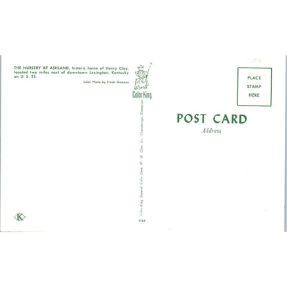 The Nursery at Ashland Home of Henry Clay Lexington KY Original Postcard PB9