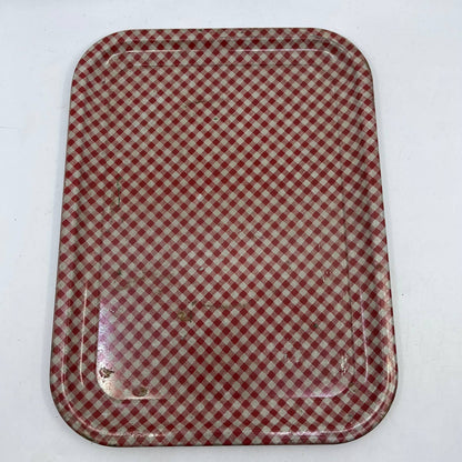 Vintage Set of 4 MCM Plaid Toleware Tin Litho Trays 10.5 x 13.5” TI5-2