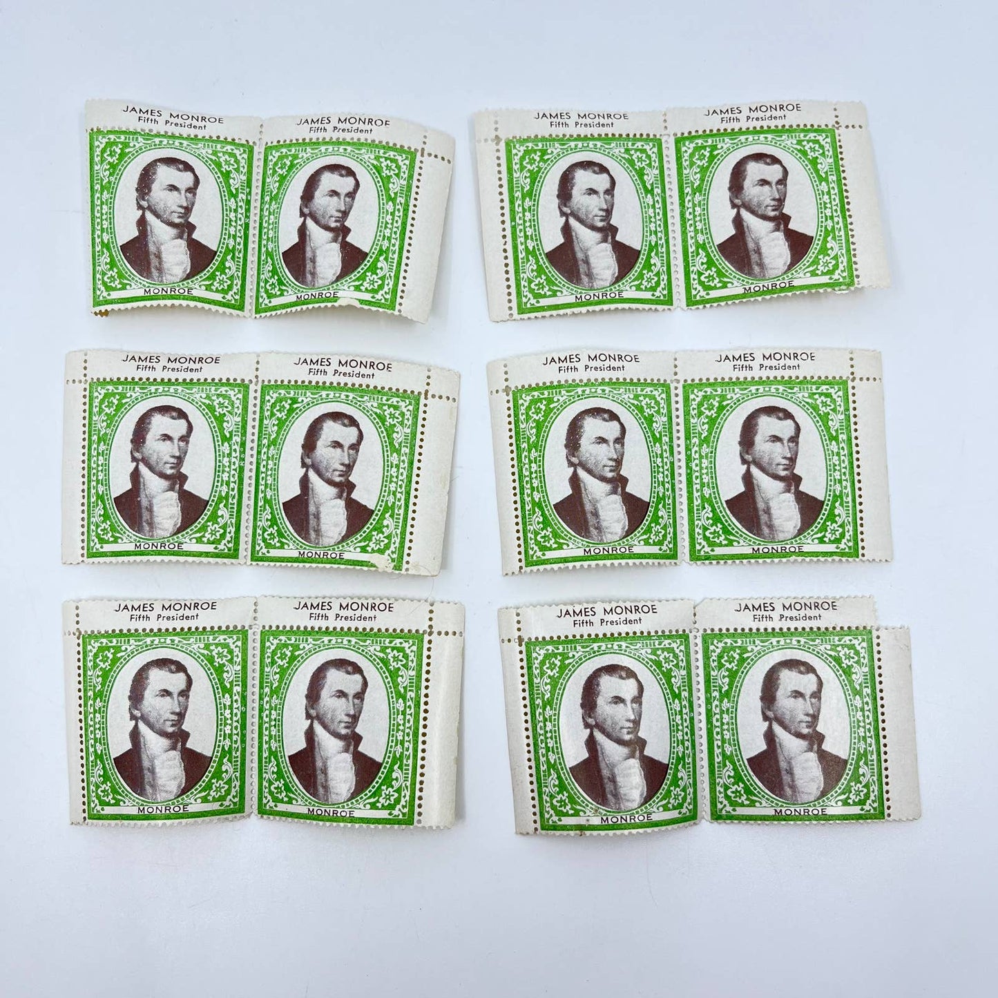 Vintage Lot of 12 James Monroe Fifth President Green Non Denominated Stamps SC9