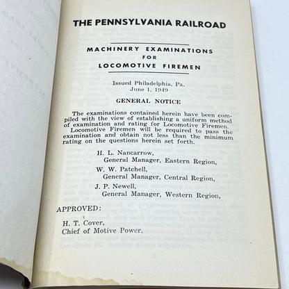 1949 Pennsylvania Railroad RR Machinery Examinations for Locomotive Firemen TF9