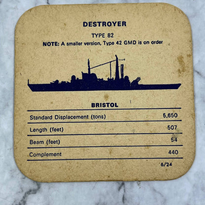 Ships Of The Royal Navy No.6 In Set Of 24 DESTROYER Type 82 Bristol Coaster SE7