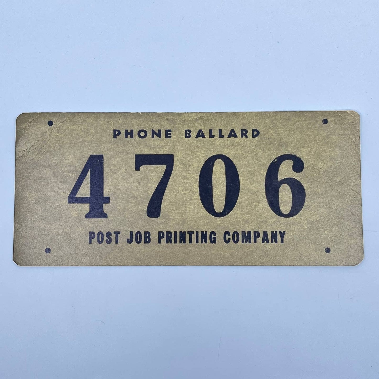 1930s Blotter Card Phone Ballard Post Job Printing Company License Plate SC9