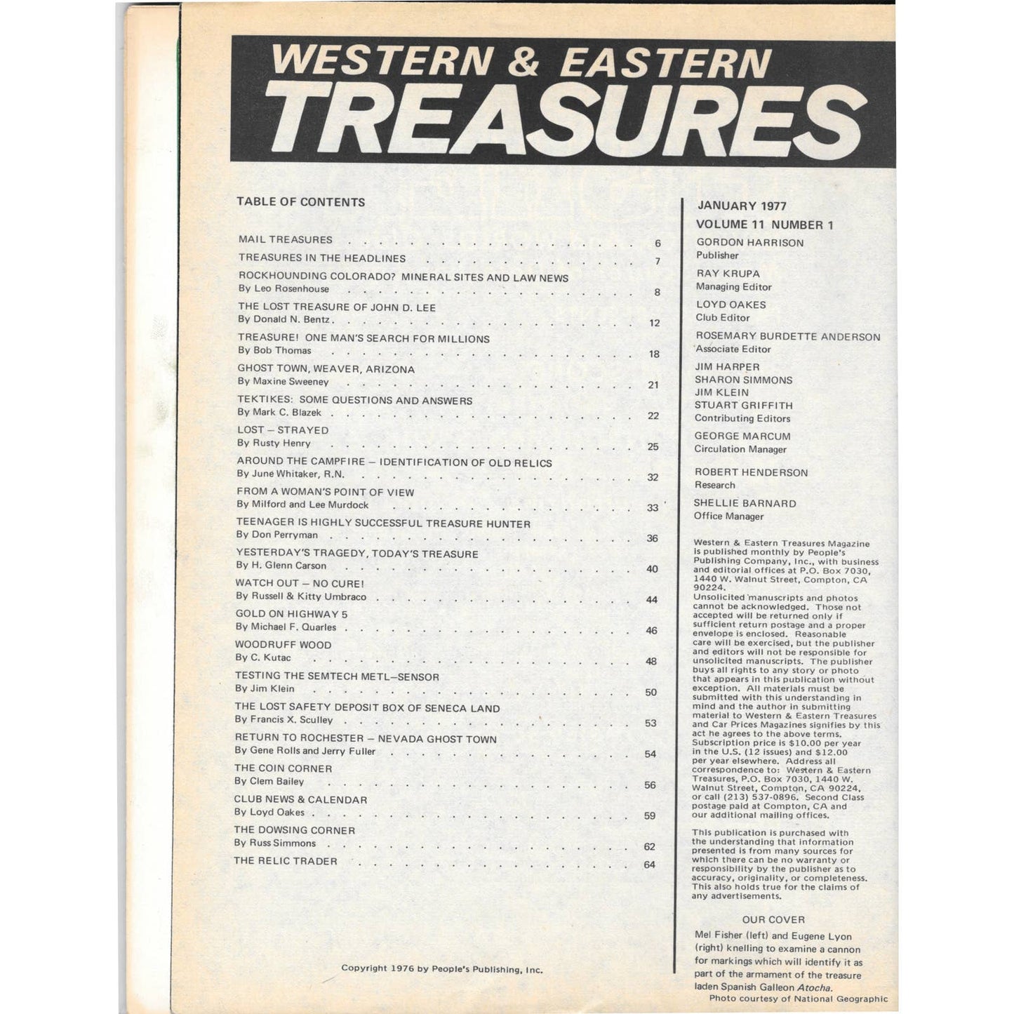 Western & Eastern Treasures Magazine - Gold Metal Detecting Jan 1977 M3