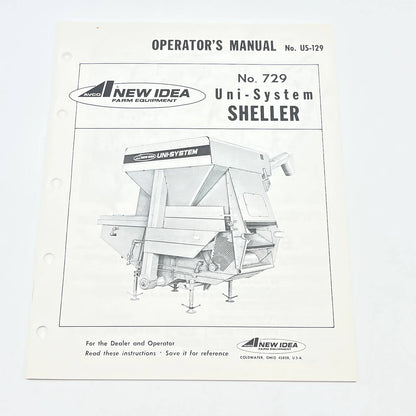 Original 1968 New Idea No. 729 Uni-system Sheller US-129 Operator's Manual TB9