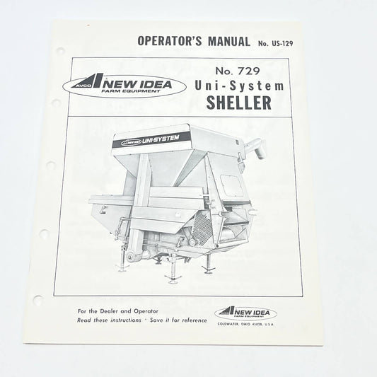 Original 1968 New Idea No. 729 Uni-system Sheller US-129 Operator's Manual TB9