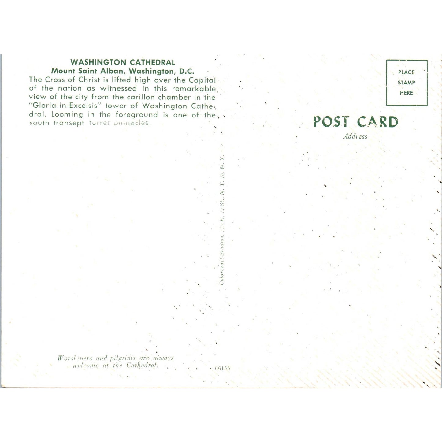 Vintage Large Postcard Washington Cathedral Mount Saint Alban Washington DC EA3