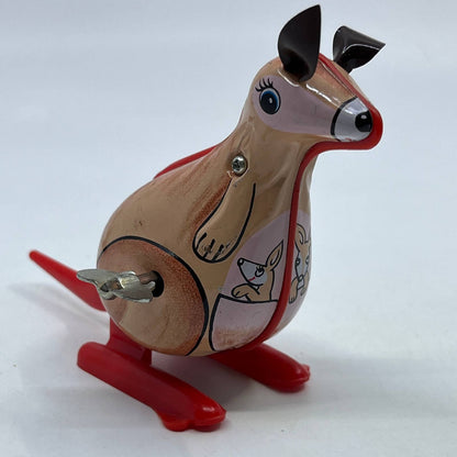 Vintage Wind-Up Tin Litho Toy Kangaroo, Yone Co. Japan Working 3” TD2