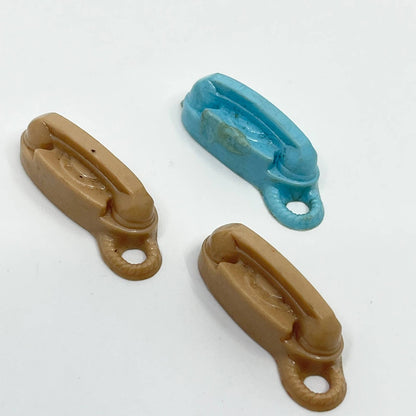 Vintage Celluloid Rotary Telephone Mini Key Chain FOB Doll House Set of 3 SC3