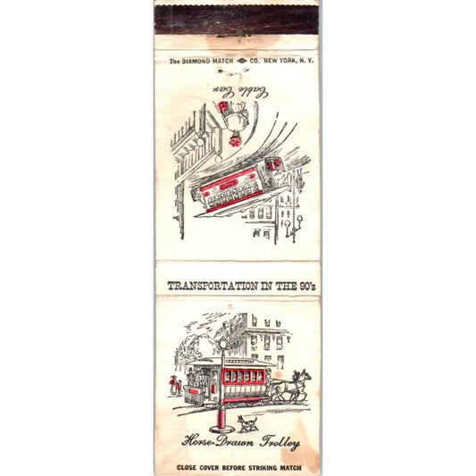 Transportation in the 90's Trolley Cable Car Advertising Matchbook Cover MM9-2