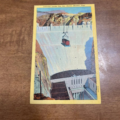 Vintage Postcard HOOVER DAM Lowering Loaded Box Car by Machinery Nevada PA1