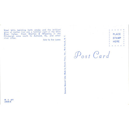 Vintage Postcard Ohio River Valley Steel Mills Weirton & Wheeling TI1-1