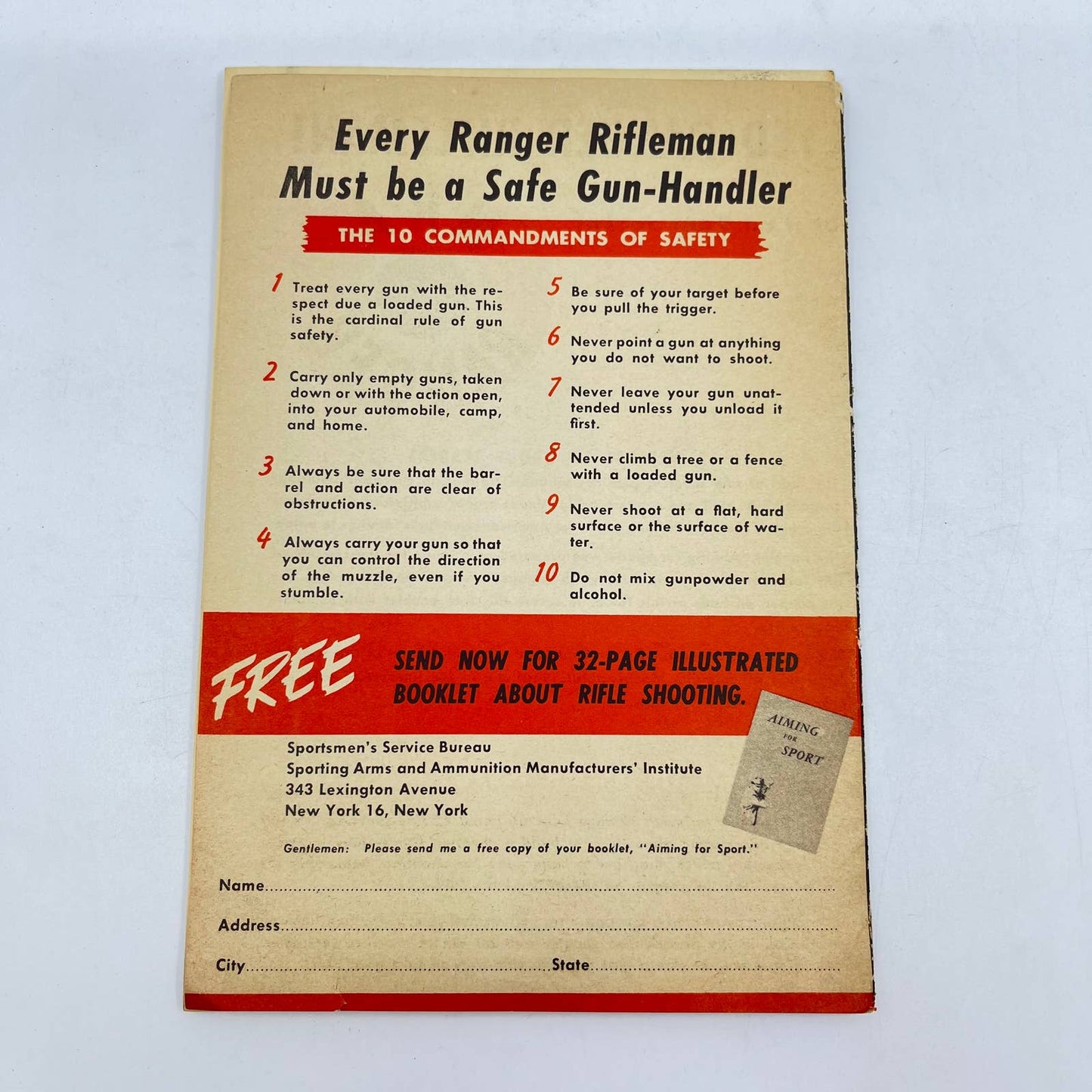 1955 How To Be An NRA Ranger Rifleman Pamphlet & Targets UNUSED TC6
