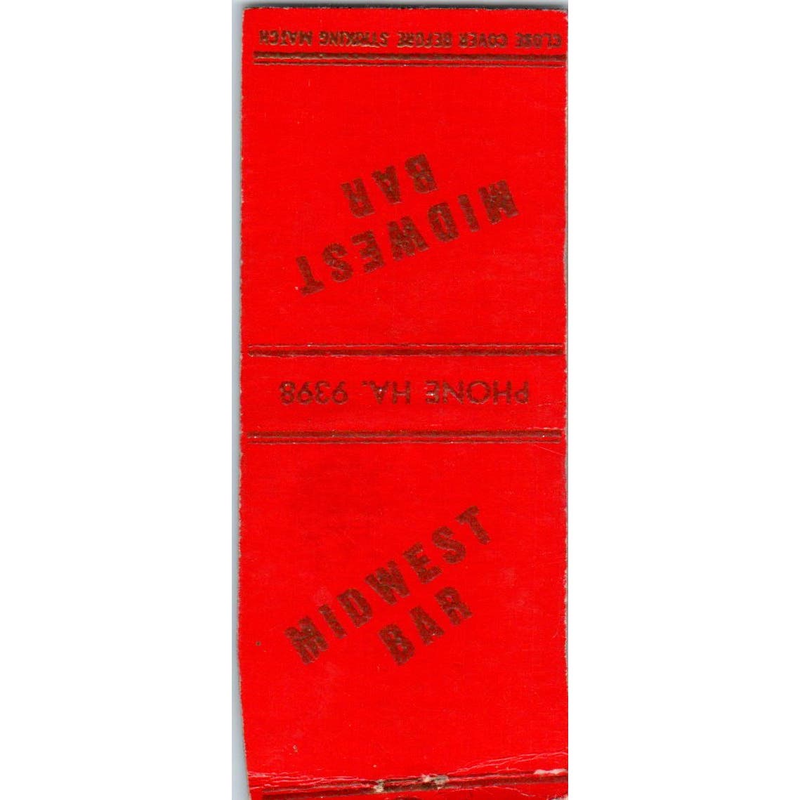Midwest Bar Kansas City MO Advertising Matchbook Cover SA9-M2