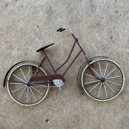 Vintage Hand Crafted Metal Wrought Iron Bicycle Wall Hanger Red 20x11