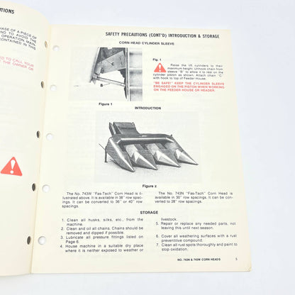 New Idea 743N & 743W Three Row Stripper Plate Uni-Corn Head Operator Manual TB9