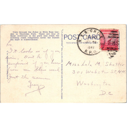Arbor Vista Mills Rose Garden Thornden Park Syracuse NY Original Postcard P3-3