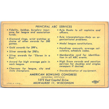 1952 American Bowling Congress Milwaukee Card Walker Lodge K of P 123 SE5-43