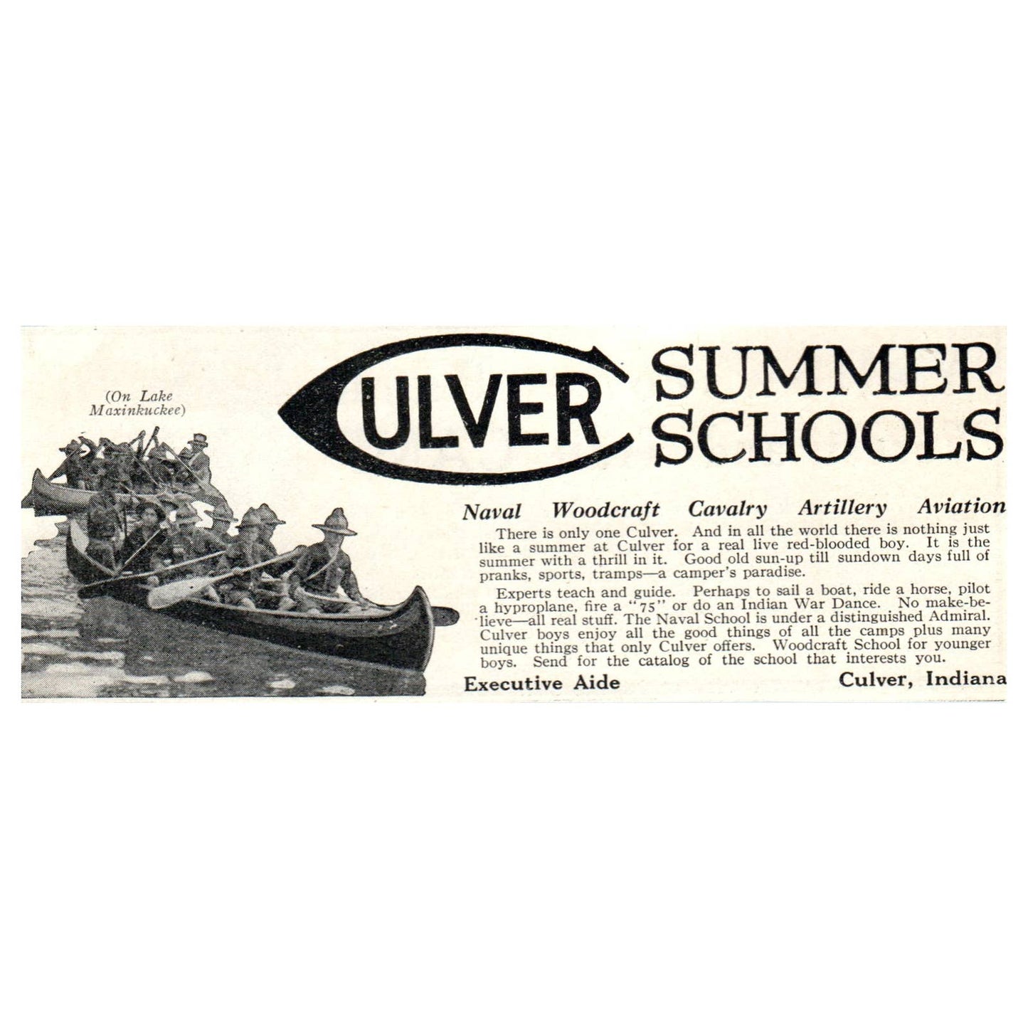 Culver Summer Schools Lake Maxinkuckee Culver IN - 1921 Original Ad TJ7-S