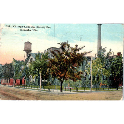 Chicago-Kenosha Hosiery Co Kenosha WI 1912 Original Postcard TJ9-P3