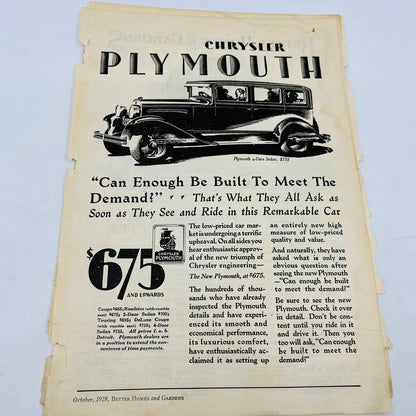 1928 Set of 4 Chrysler Plymouth Original Print Ads C13