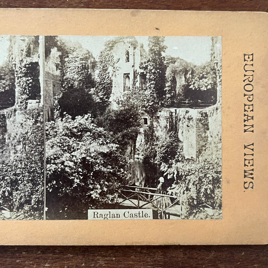 Raglan Castle - European Views c1880 Antique Stereoview Card H2-4