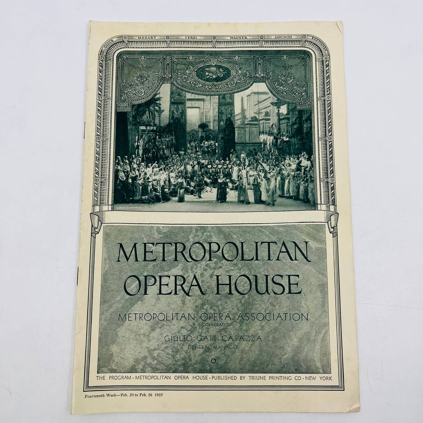 1933 Season Metropolitan Opera House MET Grand Opera Program Week 14 NYC TD6