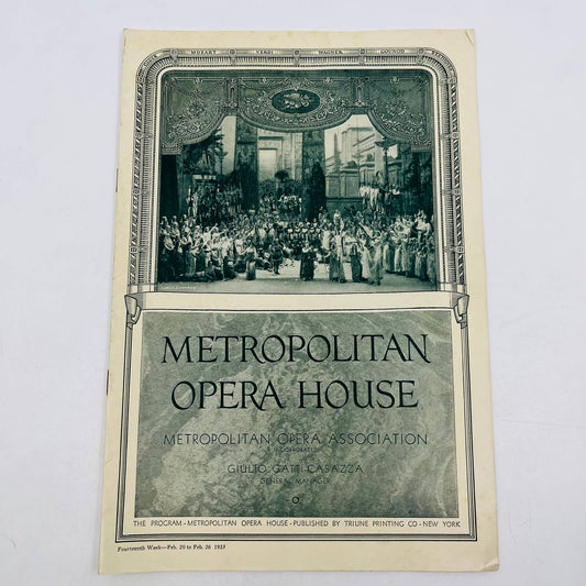 1933 Season Metropolitan Opera House MET Grand Opera Program Week 14 NYC TD6