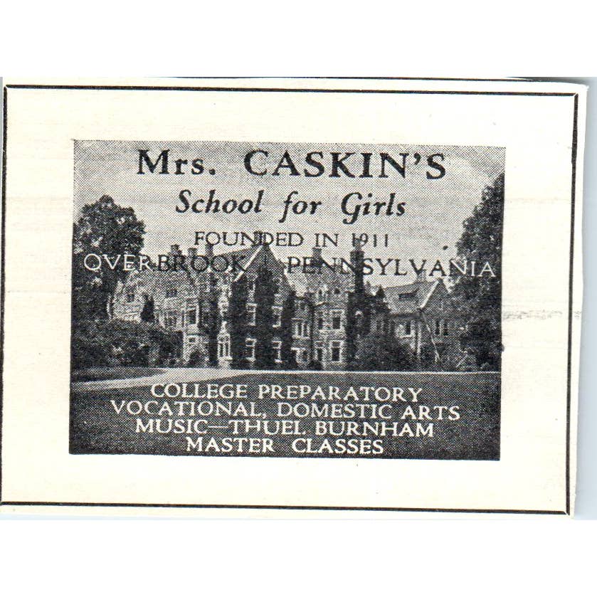 c1920 Harper's Magazine Ad - Mrs. Caskin's School for Girls Overbrook PA EA3-2
