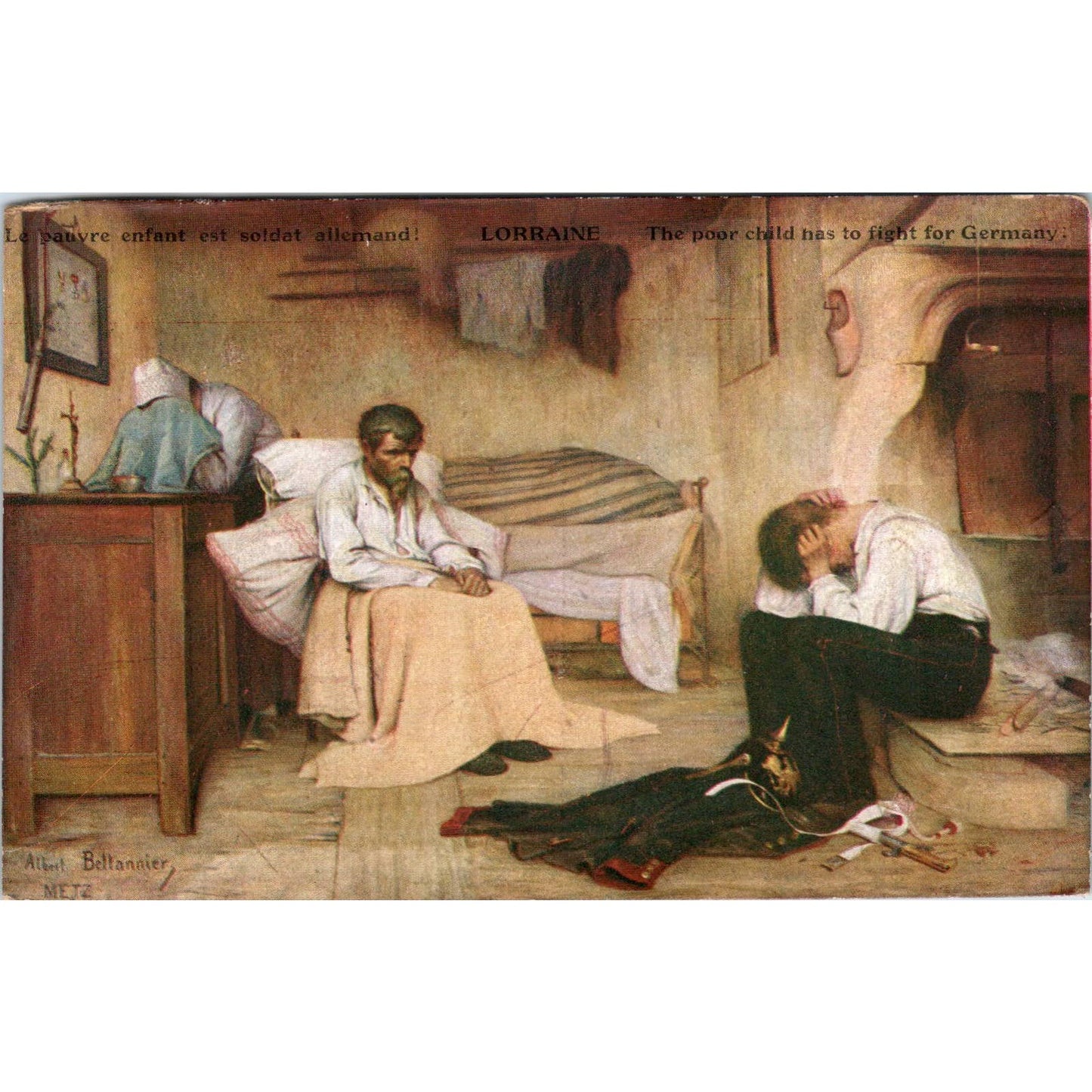 WWI Albert Bellannier The Child is a German Soldier Original Postcard TK1-21