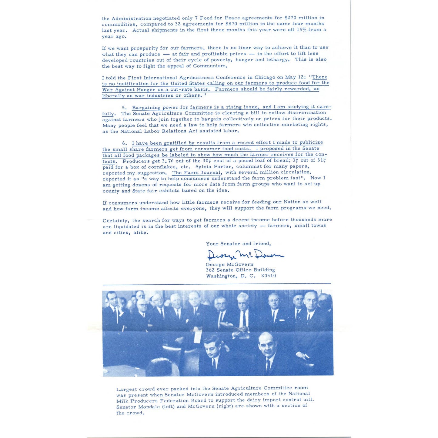 Senator George McGovern Reports Newsletter June 1967 Original TK1-P7