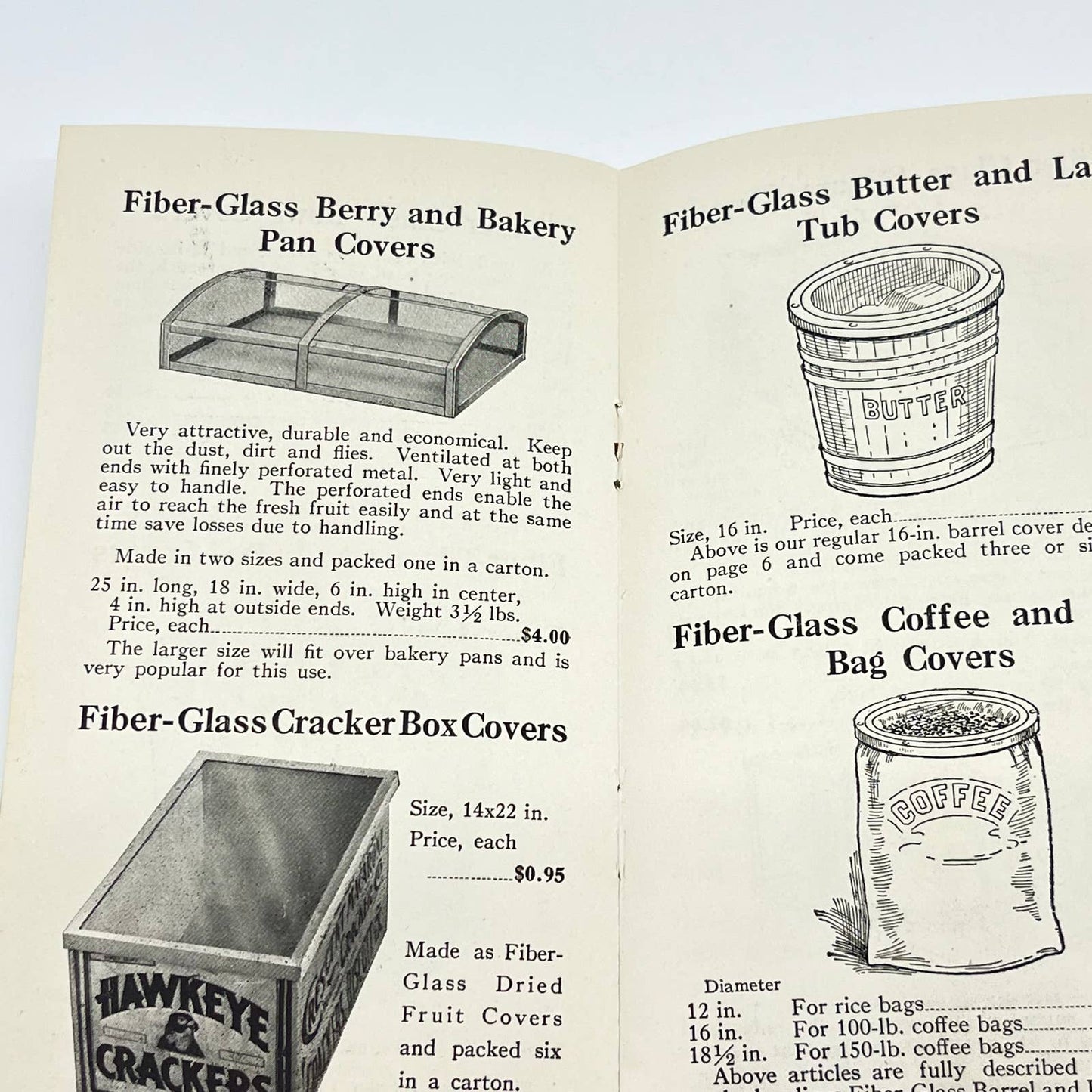 1919 Fiberglass Display Covers for Food Catalog Price List Chicago IL SD3