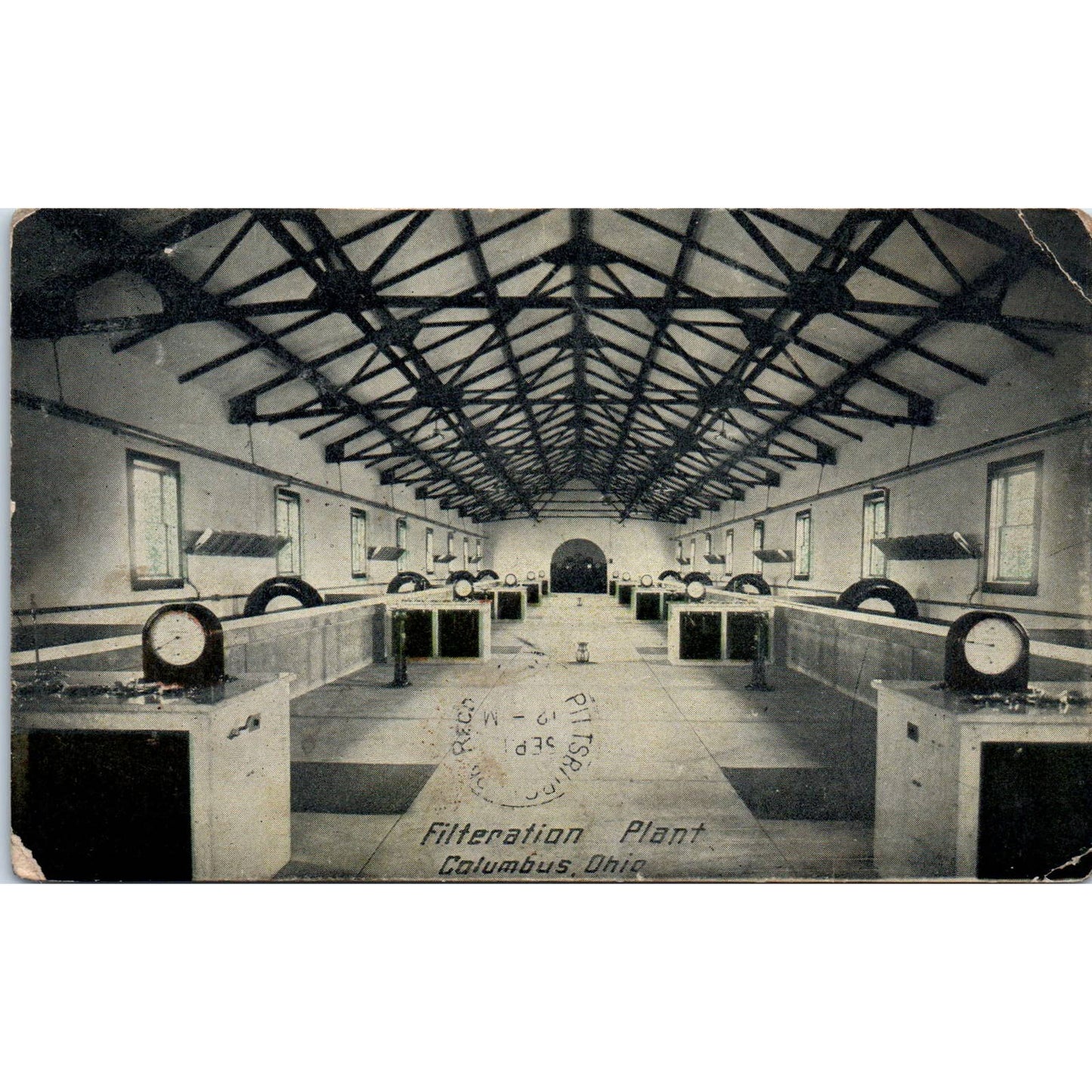 c1910 Postcard Filtration Plant Interior Columbus Ohio TD9
