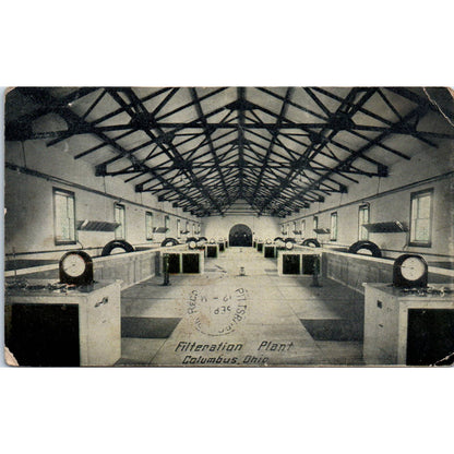 c1910 Postcard Filtration Plant Interior Columbus Ohio TD9
