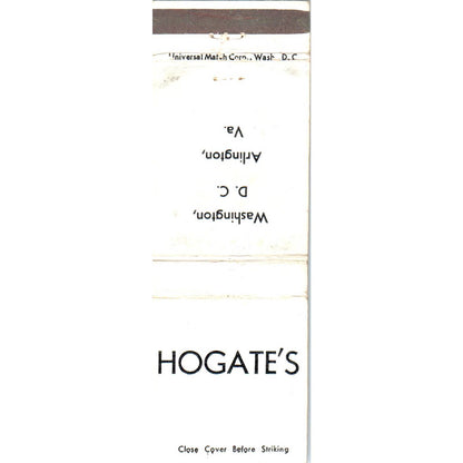 Hogate’s Restaurant Washington DC Advertising Matchbook Cover SA1-M8