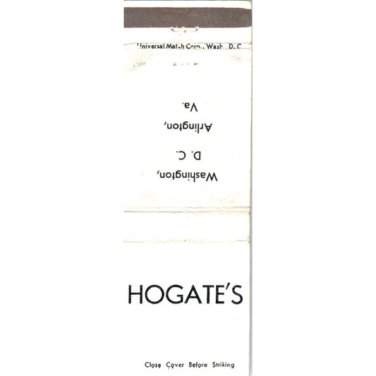 Hogate’s Restaurant Washington DC Advertising Matchbook Cover MM9-8