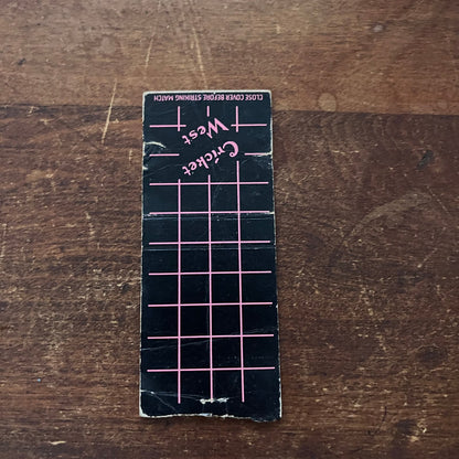 Cricket West Advertising Matchbook Cover SB3-M6