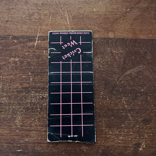 Cricket West Advertising Matchbook Cover SB3-M6