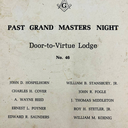 1982 Masonic Door-to-Virtue Lodge 46 Maryland Grand Masters Night Program C10