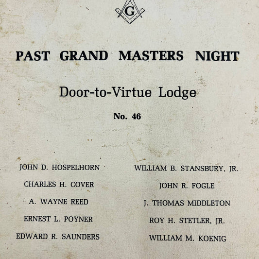 1982 Masonic Door-to-Virtue Lodge 46 Maryland Grand Masters Night Program C10