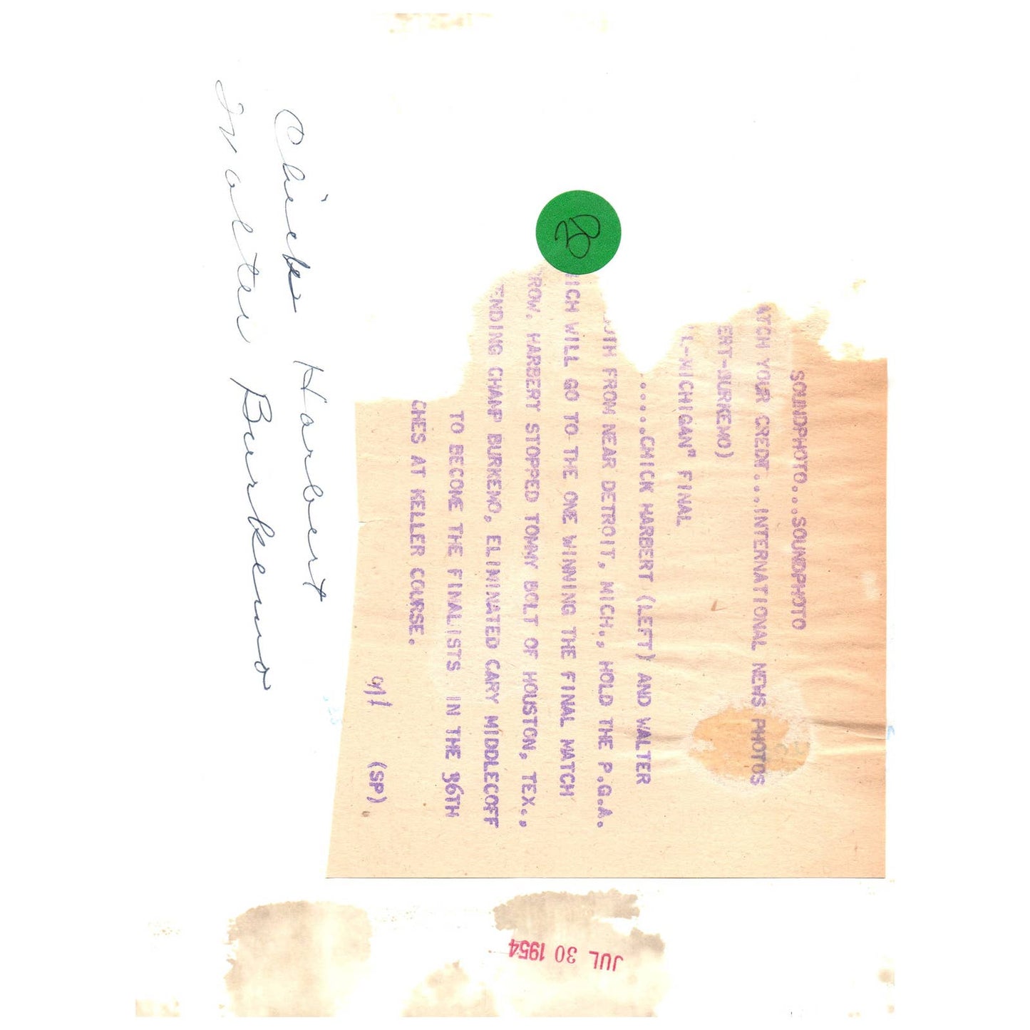 1954 Press Photo Golf Chick Harbert Walter Burkemo PGA Trophy 7x9" AD2