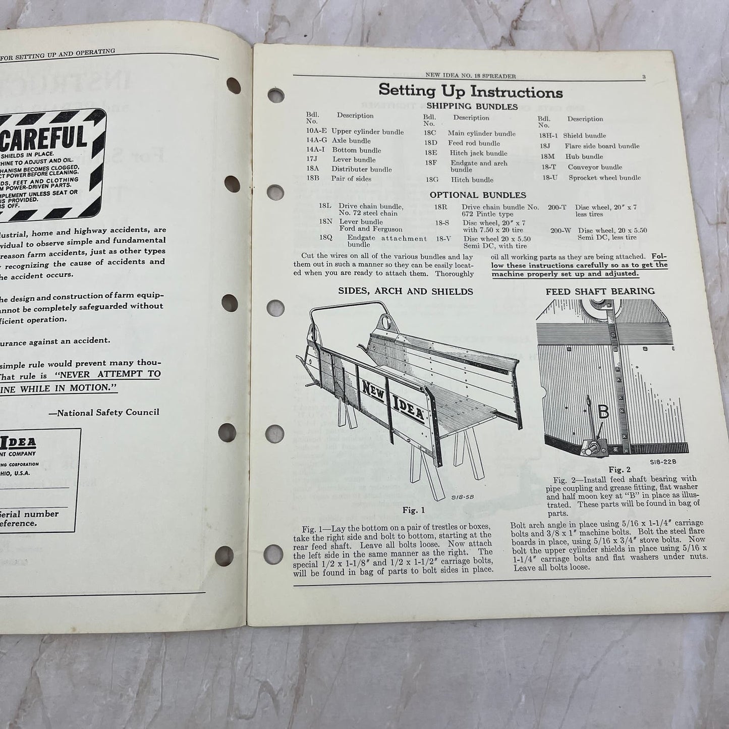 Vintage New Idea Instructions Repair Parts List S-175 No 18 Manure Spreader TJ9