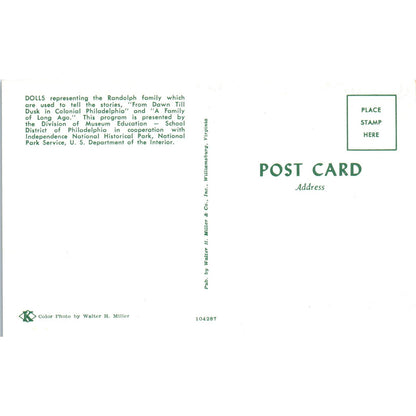 Randolph Family Dolls Museum of Education Philadelphia PA Original Postcard PB9