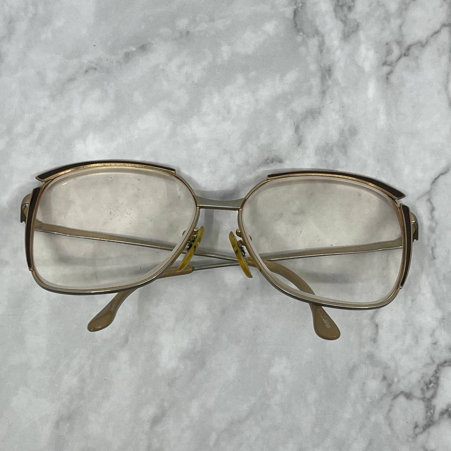 Vintage Deauville Brown Enamel & Gold Tone Oversize Woman’s Eyeglasses 5.25” TD1