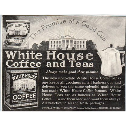 c1920 Harper's Magazine Ad - White House Coffee and Teas Dwinell-Wright Co EA3