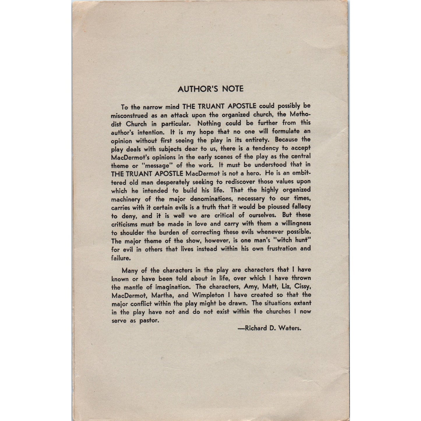 Vtg Program - Lodge of the Fishermen - Truant Apostle Richard H. Waters TH2-SF2