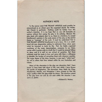 Vtg Program - Lodge of the Fishermen - Truant Apostle Richard H. Waters TH2-SF2